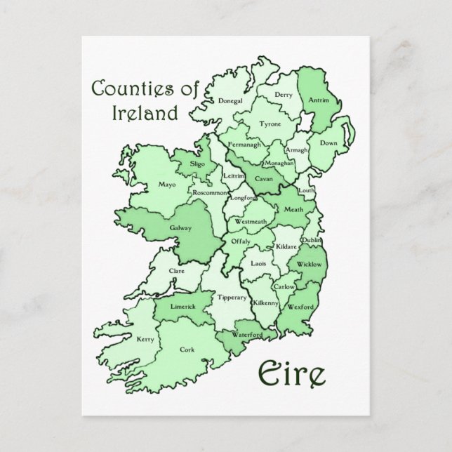 Postale Carte des comtés d'Irlande (Devant)