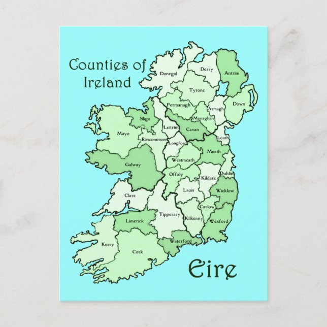Postale Carte des comtés d'Irlande (Devant)