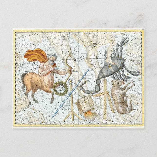 Postale Carte des constellations célestes vintages (Devant)