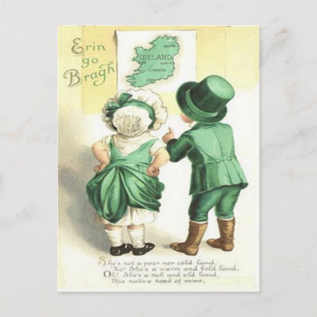 Postale Carte des enfants irlandais Erin Go Bragh (Devant)