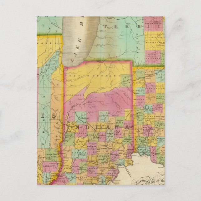 Postale Carte des États de l'Ohio Indiana & Illinois (Devant)