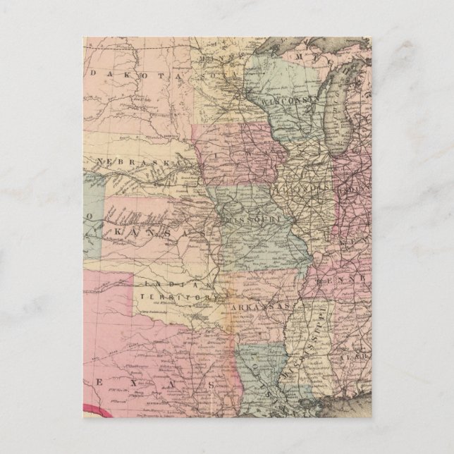 Postale Carte des États-Unis avec la route de l'Express de (Devant)