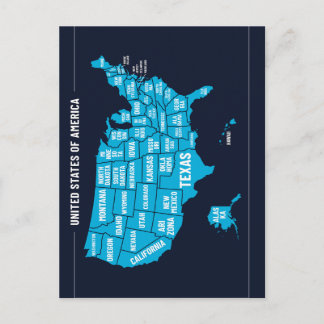 Postale Carte des États-Unis Teal Design Minimaliste