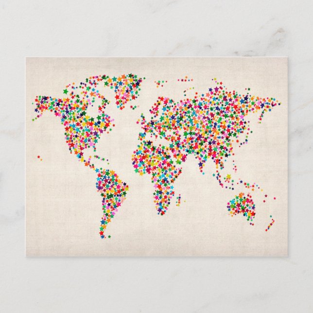 Postale Carte des étoiles de la carte du monde (Devant)