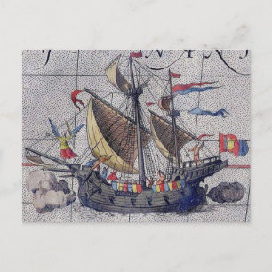 Postale Carte des grands navires de l'océan Pacifique