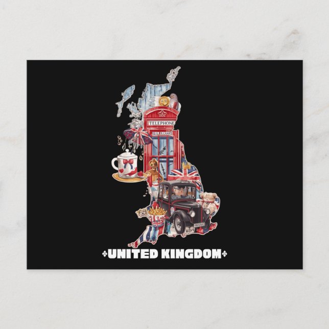 Postale Carte des icônes britanniques mignonnes Royaume-Un (Devant)