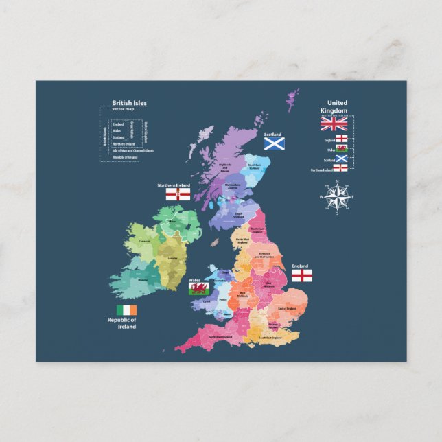 Postale Carte des îles britanniques (Devant)