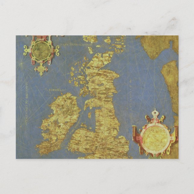 Postale Carte des îles britanniques du XVIe siècle (Devant)