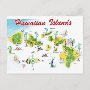 Postale Carte des îles hawaïennes