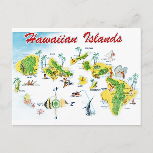 Postale Carte des îles hawaïennes (Devant)