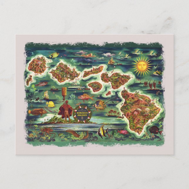 Postale Carte des îles Hawaiiennes 1950 (Devant)