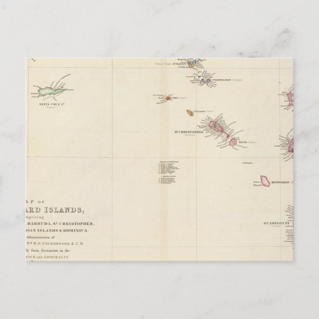 Postale Carte des îles Leeward (Devant)