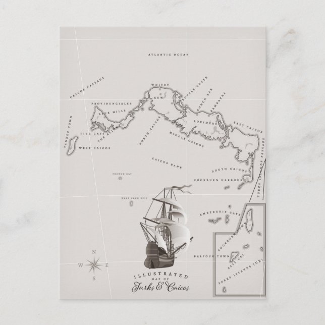 Postale Carte des îles Turques et Caïques (Devant)