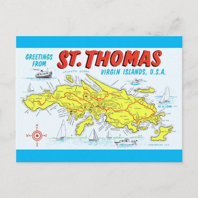 Postale Carte des Îles Vierges de St. Thomas (Devant)