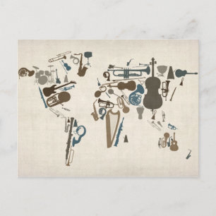 Postale Carte des instruments de musique du monde