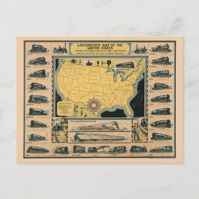 Postale Carte des locomotives des États-Unis (Devant)