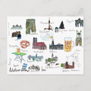 Postale Carte des monuments de Munich Bavaria