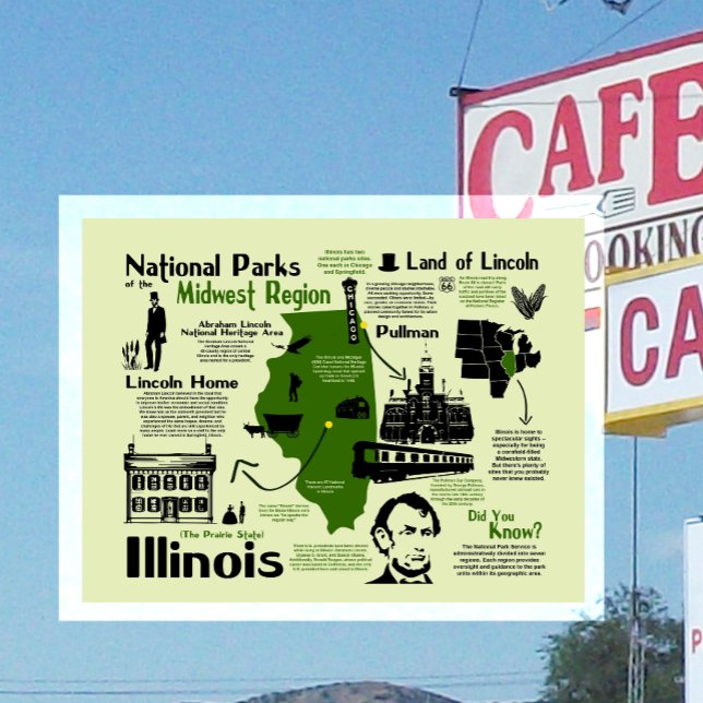 Postale Carte des parcs nationaux de l'Illinois (Créateur téléchargé)