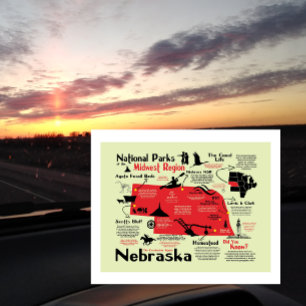 Postale Carte des parcs nationaux du Nebraska