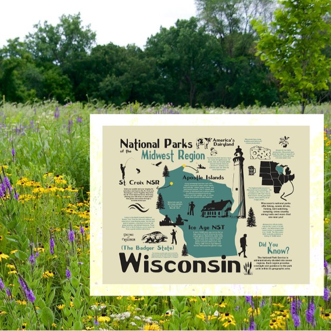 Postale Carte des parcs nationaux du Wisconsin (Créateur téléchargé)