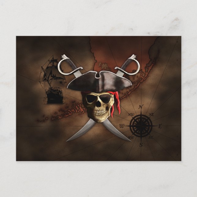 Postale Carte des pirates (Devant)