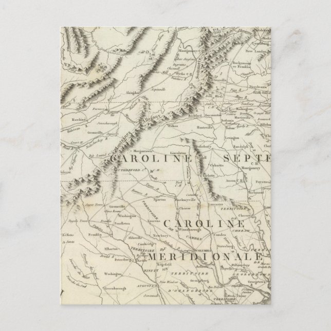 Postale Carte des provinces du sud des Etats-Unis (Devant)