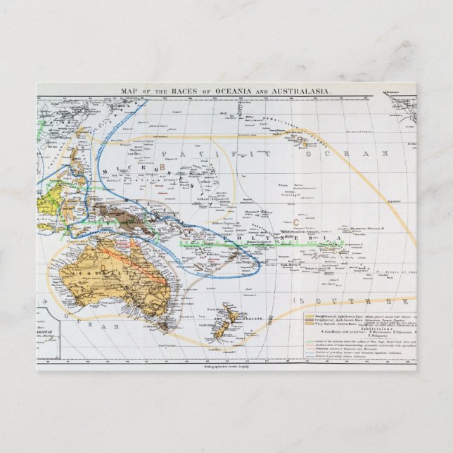 Postale Carte des races d'Océanie et d'Australasie (Devant)