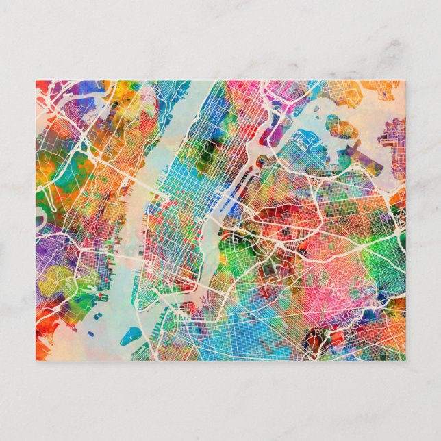 Postale Carte des rues de New York (Devant)