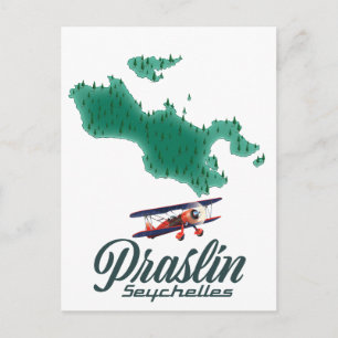 Postale Carte des Seychelles de Praslin