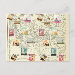 Postale Carte des timbres de voyage de l'Ephémère de décou
