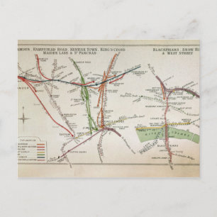 Postale Carte des transports de Londres, vers 1915
