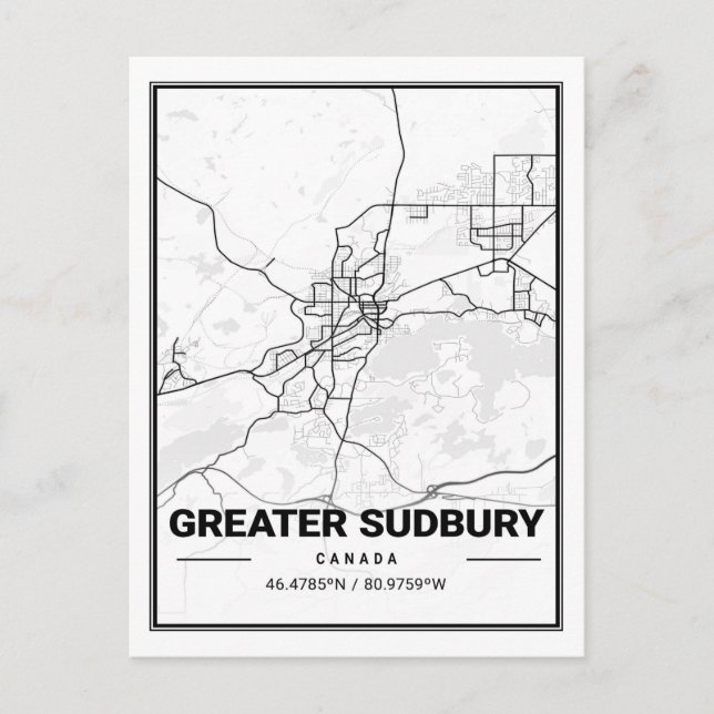 Postale Carte des villes de voyage du Grand Sudbury Ontari (Devant)
