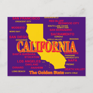 Postale Carte Des Villes Et Villes De Californie State Pri