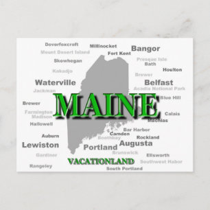 Postale Carte Des Villes Et Villes Du Maine State Pride