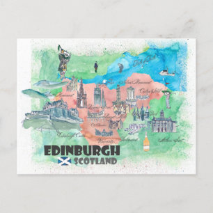Postale Carte des voyages d'Edimbourg en Écosse