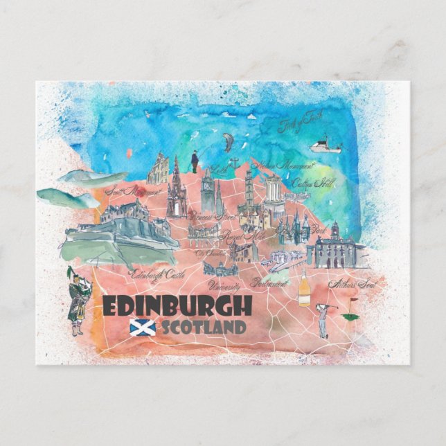 Postale Carte des voyages d'Edimbourg en Écosse (Devant)