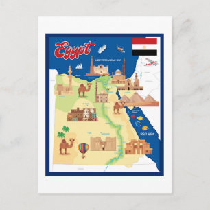 Postale Carte dessin animé de l'Égypte