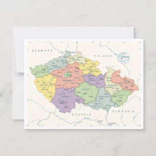 Postale Carte détaillée de la République tchèque