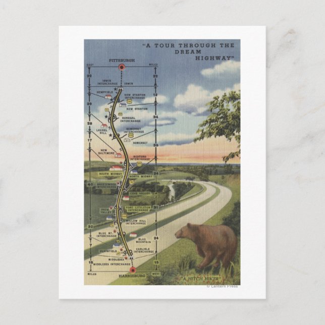 Postale Carte détaillée de la "Route du rêve" (Devant)