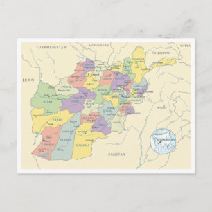 Postale Carte détaillée des régions d'Afghanistan