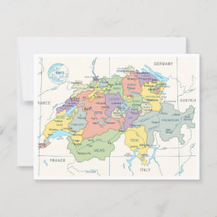 Postale Carte détaillée des régions de Suisse