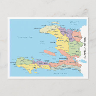 Postale Carte détaillée des régions d'Haïti