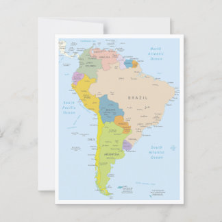 Postale Carte détaillée du continent sud-américain
