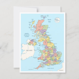 Postale Carte détaillée du Royaume-Uni