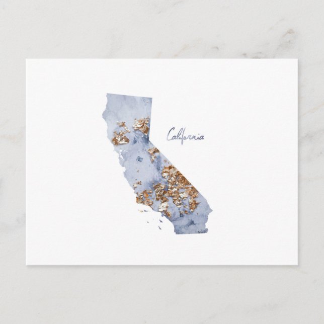 Postale Carte d'état Blue & Gold California (Devant)