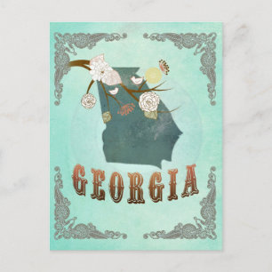 Postale Carte d'état de Géorgie Vintage moderne - bleu tur