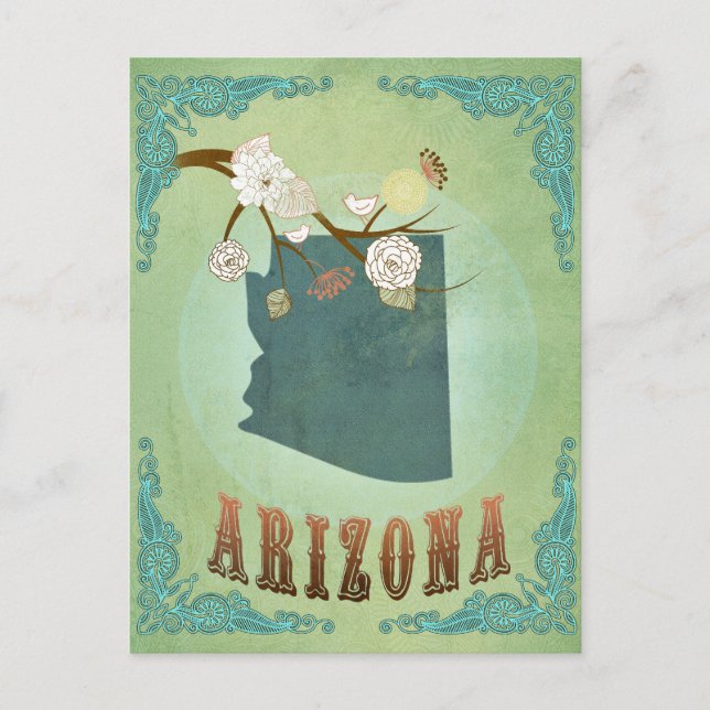 Postale Carte d'état de l'Arizona - Vert (Devant)