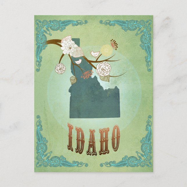 Postale Carte d'État de l'Idaho - Vert (Devant)