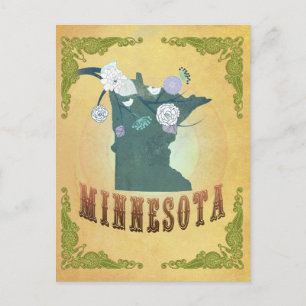 Postale Carte d'état du Minnesota vintage - Passion Fruit