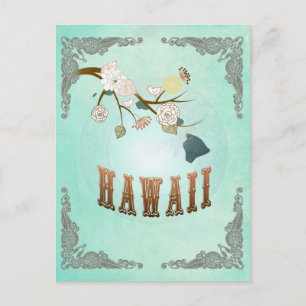 Postale Carte d'état moderne Vintage Hawaii - bleu turquoi